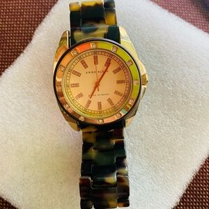 Anne Klein Tortoiseshell Resin Bracelet Watch - Gold
